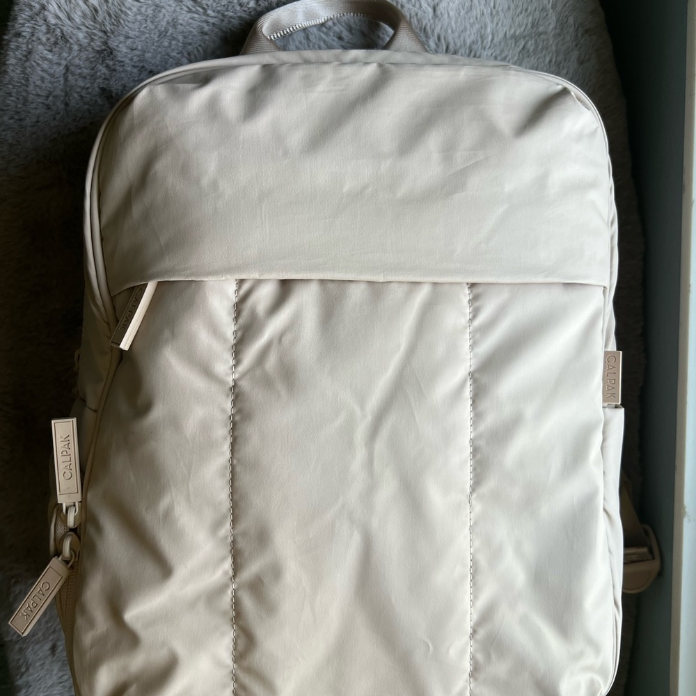 Calpak Luka 15 inch laptop Backpack in Latte